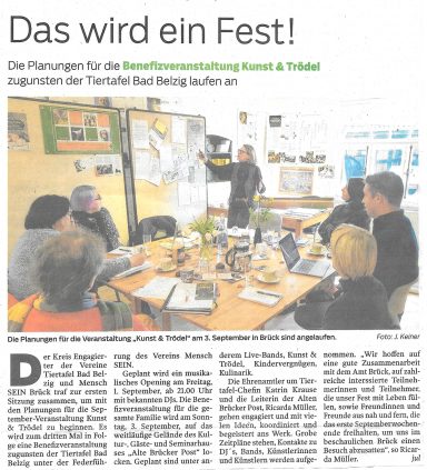Zeitungsartikel aus der Brawo vom 25.01.2023. Vorbereitungen für "Kunst & Trödel" laufen an.